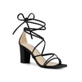 thumbnail image 1 of BLISSFUL STEP Women's Shoes Open Toe Lace Up Block Heel Strappy Heels Black 7.5, 1 of 8