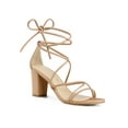 thumbnail image 1 of BLISSFUL STEP Women's Shoes Open Toe Lace Up Block Heel Strappy Heels Nude 10.5, 1 of 8