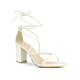 thumbnail image 1 of BLISSFUL STEP Valentine's Women's Shoes Open Toe Lace Up Block Heel Strappy Heels White 7, 1 of 7