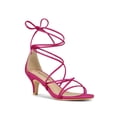 thumbnail image 1 of BLISSFUL STEP Women's Back to School Straps Kitten Heel Lace Up Sandals Hot Pink 7, 1 of 8