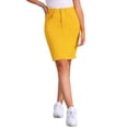 thumbnail image 1 of INSPIRE CHIC Women's Denim Skirts Distressed High Waist Ripped Hem Washed Jean Skirts with Pockets S Yellow, 1 of 6