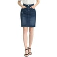 thumbnail image 1 of INSPIRE CHIC Mother's Day Women's Denim Skirts Distressed High Waist Ripped Hem Washed Jean Skirts with Pockets XS Deep Blue, 1 of 7