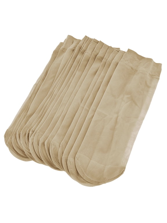 Women's Socks Beige Polyester Elastic Stretch Short Sheer Socks Beige