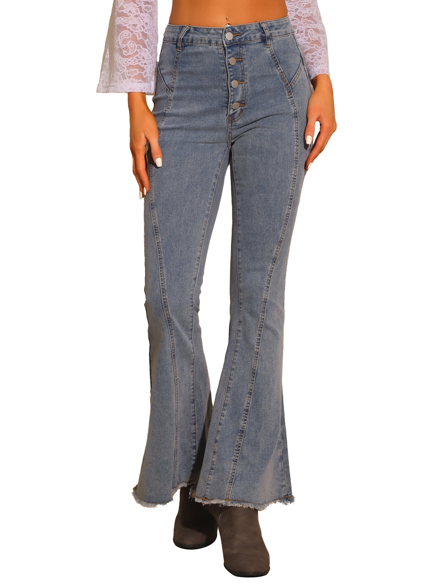 Women's Bell Bottoms Overalls Long Vintage Flare Jeans Denim Pants main image 1