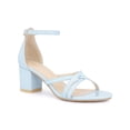 thumbnail image 1 of BLISSFUL STEP Women's Block Heel Ankle Strap Round Toe Heels Sandals Light Blue (Size 8.5), 1 of 7