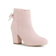 thumbnail image 1 of BLISSFUL STEP Women's Ankle Boots Block Heel Zipper Lace Up Boots Pink 10, 1 of 6