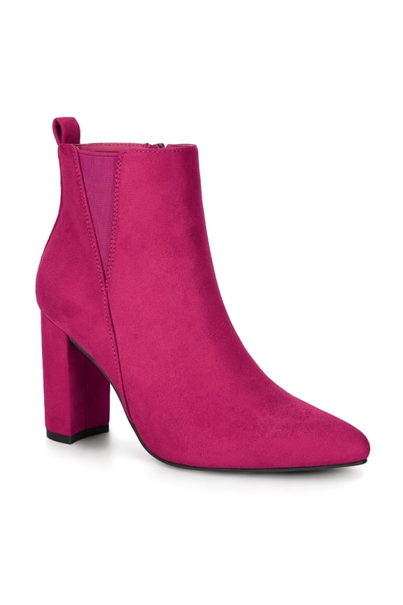 Women's Zipper Block Heels Ankle Boots Hot Pink 9