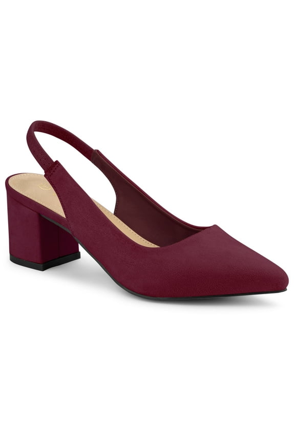 Valentine's Women's Block Heel Pumps Slingback Heels Burgundy 9.5
