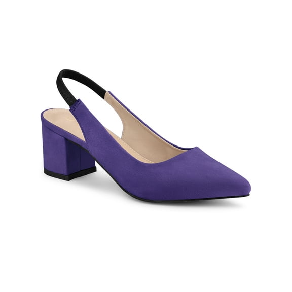 BLISSFUL STEP Valentine's Women's Block Heel Pumps Slingback Heels Purple 9.5