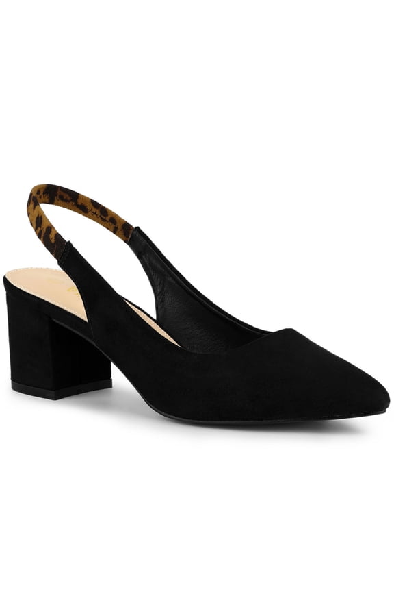 Valentine's Women's Block Heel Pumps Slingback Heels Black 9.5