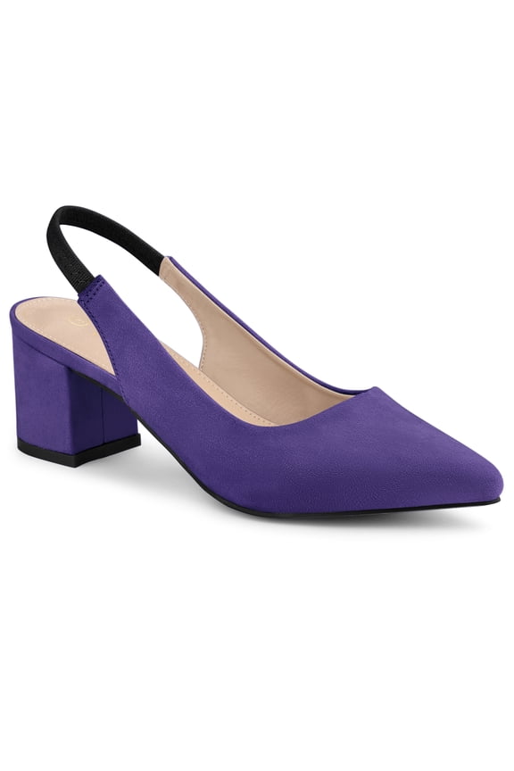 Valentine's Women's Block Heel Pumps Slingback Heels Purple 6