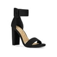 thumbnail image 1 of BLISSFUL STEP Women's Block Heels Zipper Buckle Ankle Strap Sandals Denim Black 6, 1 of 7