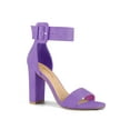 thumbnail image 1 of BLISSFUL STEP Women's Block Heels Zipper Buckle Ankle Strap Sandals Purple 8, 1 of 7