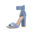 thumbnail image 1 of BLISSFUL STEP Women's Block Heels Zipper Buckle Ankle Strap Sandals Denim Blue 7, 1 of 8
