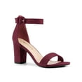 thumbnail image 1 of BLISSFUL STEP Women's Shoes Ankle Strap Block Heel Buckle Open Toe Sandals Burgundy 11.5, 1 of 9