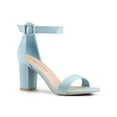 thumbnail image 1 of BLISSFUL STEP Women's Shoes Ankle Strap Block Heel Buckle Open Toe Sandals Sky Blue 7, 1 of 9