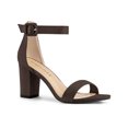 thumbnail image 1 of BLISSFUL STEP Women's Shoes Ankle Strap Block Heel Buckle Open Toe Sandals Coffee 6, 1 of 8