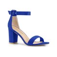 thumbnail image 1 of BLISSFUL STEP Women's Shoes Ankle Strap Block Heel Buckle Open Toe Sandals Dark Blue 7.5, 1 of 8