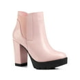 thumbnail image 1 of BLISSFUL STEP Women's Chelsea Boots Platform Block Cleated Sole Heel Pink 6, 1 of 7