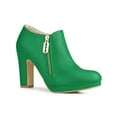 thumbnail image 1 of BLISSFUL STEP Women's Ankle Boots Faux Suede Chunky Heel Side Zipper Platform Heels Grass Green 7, 1 of 6