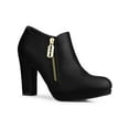 thumbnail image 1 of BLISSFUL STEP Women's Ankle Boots Faux Suede Chunky Heel Side Zipper Platform Heels Black 10, 1 of 6