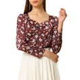 thumbnail image 1 of INSPIRE CHIC Women's Blouse Cowl Neck Vintage Floral Long Sleeve, 1 of 6