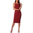 thumbnail image 1 of INSPIRE CHIC Women's Bodycon Sleeveless Spaghetti Strap Club Party Cocktail Midi Dress Wine Red S, 1 of 5