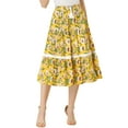 thumbnail image 1 of INSPIRE CHIC Women's Boho Floral Lace Insert Drawstring Elastic Waist Summer Midi Skirt L Yellow, 1 of 5