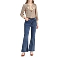 thumbnail image 1 of Allegra K Women's Boho Floral Print Long Sleeves Bow Tie V Neck Blouse Tops, 1 of 7