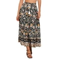 thumbnail image 1 of INSPIRE CHIC Women's Boho Floral Skirt Tassels Elastic Waist Flowy Maxi Skirts XS Black, 1 of 6