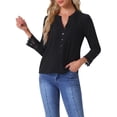 thumbnail image 1 of INSPIRE CHIC Women's Boho Half Button Placket Long Sleeve Lace Crochet Blouses, 1 of 6