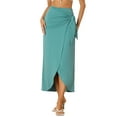 thumbnail image 1 of INSPIRE CHIC Women's Boho High Waisted Long Skirt Summer Beach Maxi Wrap Skirts with Slit XS Blue Green, 1 of 6