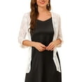 thumbnail image 1 of Allegra K Women's Bolero Cardigan Ruffle 3/4 Sleeve Tie Front Lace Shrug Top, 1 of 6