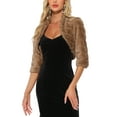 thumbnail image 1 of INSPIRE CHIC Women's Bolero Open Front 3/4 Sleeve Collarless Cropped Faux Fur Outerwear M Brown, 1 of 6