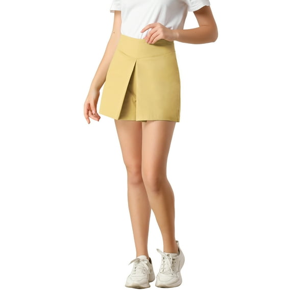 INSPIRE CHIC Women's Bow Tie High Waist Casual Paper Bag Shorts Beige M