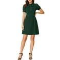 thumbnail image 1 of INSPIRE CHIC Women's Elegant Dresses Tie Neck Puff Short Sleeve Wear-to-Work Dress XS Dark Green, 1 of 7