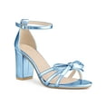thumbnail image 1 of BLISSFUL STEP Women's Shoes Bow Tie Open Toe Ankle Strap High Block Heel Sandals Blue 10, 1 of 7