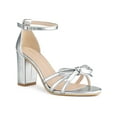 thumbnail image 1 of BLISSFUL STEP Women's Shoes Bow Tie Open Toe Ankle Strap High Block Heel Sandals Silver 6, 1 of 7