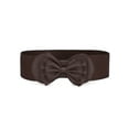 thumbnail image 1 of INSPIRE CHIC Women's Bowtie Ornament Press Stud Button Cinch Elastic Waist Belt Coffee One Size, 1 of 4