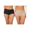thumbnail image 1 of NOMADIC NOOK Women's Boyshorts Underwear Unlined Invisible Mid Waist Stretch Solid Panties 2 Packs, 1 of 4