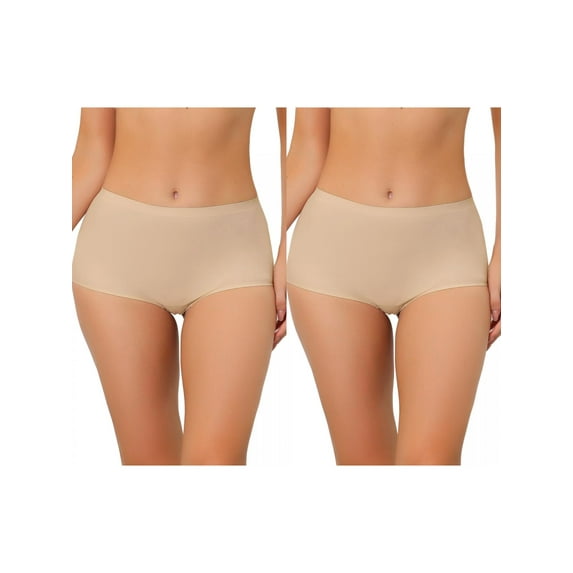 NOMADIC NOOK Women's Boyshorts Underwear Unlined Invisible Mid Waist Stretch Solid Panties 2 Packs