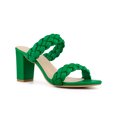 thumbnail image 1 of BLISSFUL STEP Women's Braided Heeled Slip on Chunky Heel Slide Sandals Grass Green 10, 1 of 7