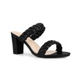 thumbnail image 1 of BLISSFUL STEP Women's Braided Heeled Slip on Chunky Heel Slide Sandals Black 6, 1 of 7