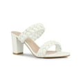 thumbnail image 1 of BLISSFUL STEP Women's Braided Heeled Slip on Chunky Heel Slide Sandals White 6.5, 1 of 7