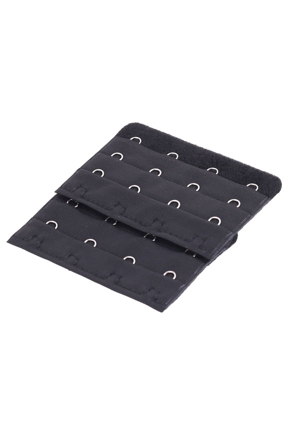 Women's Brassiere Extension Strap 4 Rows Bra Clasps Hooks 3 Inch Long 2pcs Black Black