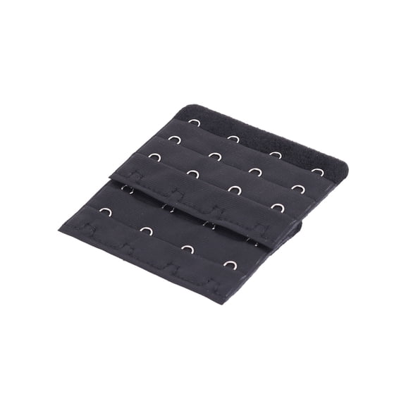 INSPIRE CHIC Women's Brassiere Extension Strap 4 Rows Bra Clasps Hooks 3 Inch Long 2pcs Black Black