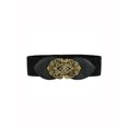 thumbnail image 1 of Allegra K Women's Bronze Tone Symmetric Floral Decor Elastic Belt, 1 of 2
