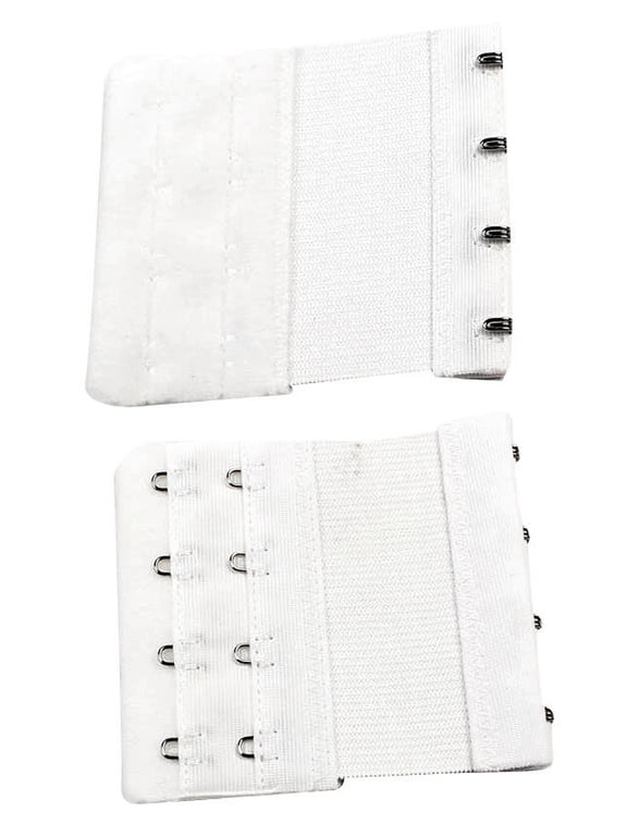 Women's Buckles Replacement 2 Rows 4 Hooks Bra Strap Extender White