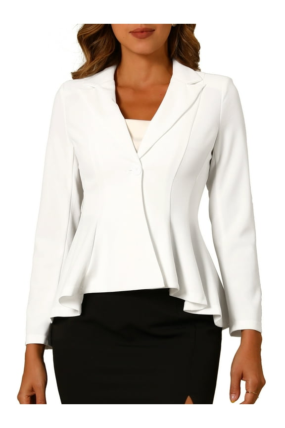 Women's Business Casual Blazer Single Button Work Peplum Blazer