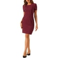 thumbnail image 1 of INSPIRE CHIC Women's Business Casual Round Neck Short Sleeve Knit Bodycon Sheath Dress XS Red, 1 of 5